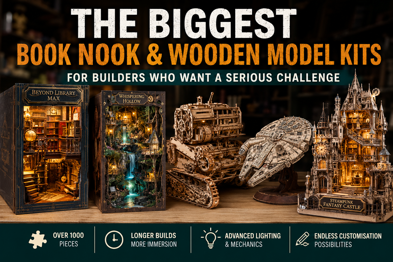 The Biggest Book Nook & Wooden Model Kits for Builders Who Want a Serious Challenge