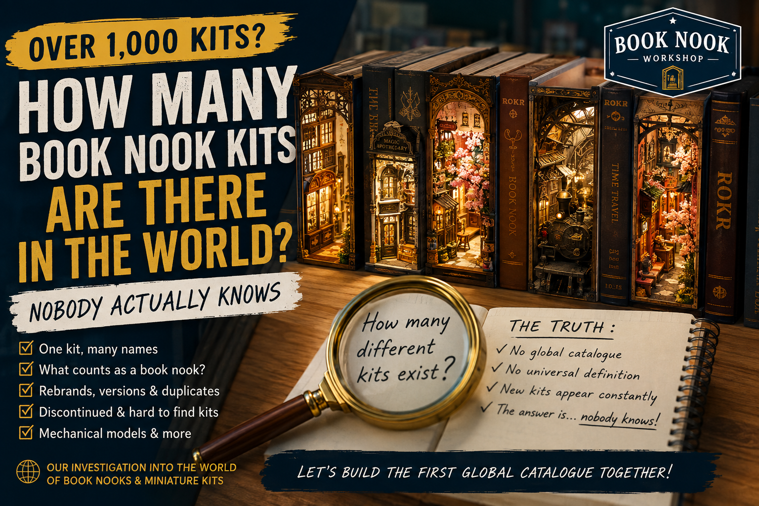 How many book nook kits are there worldwide – investigation into more than 1,000 possible book nook and miniature kits