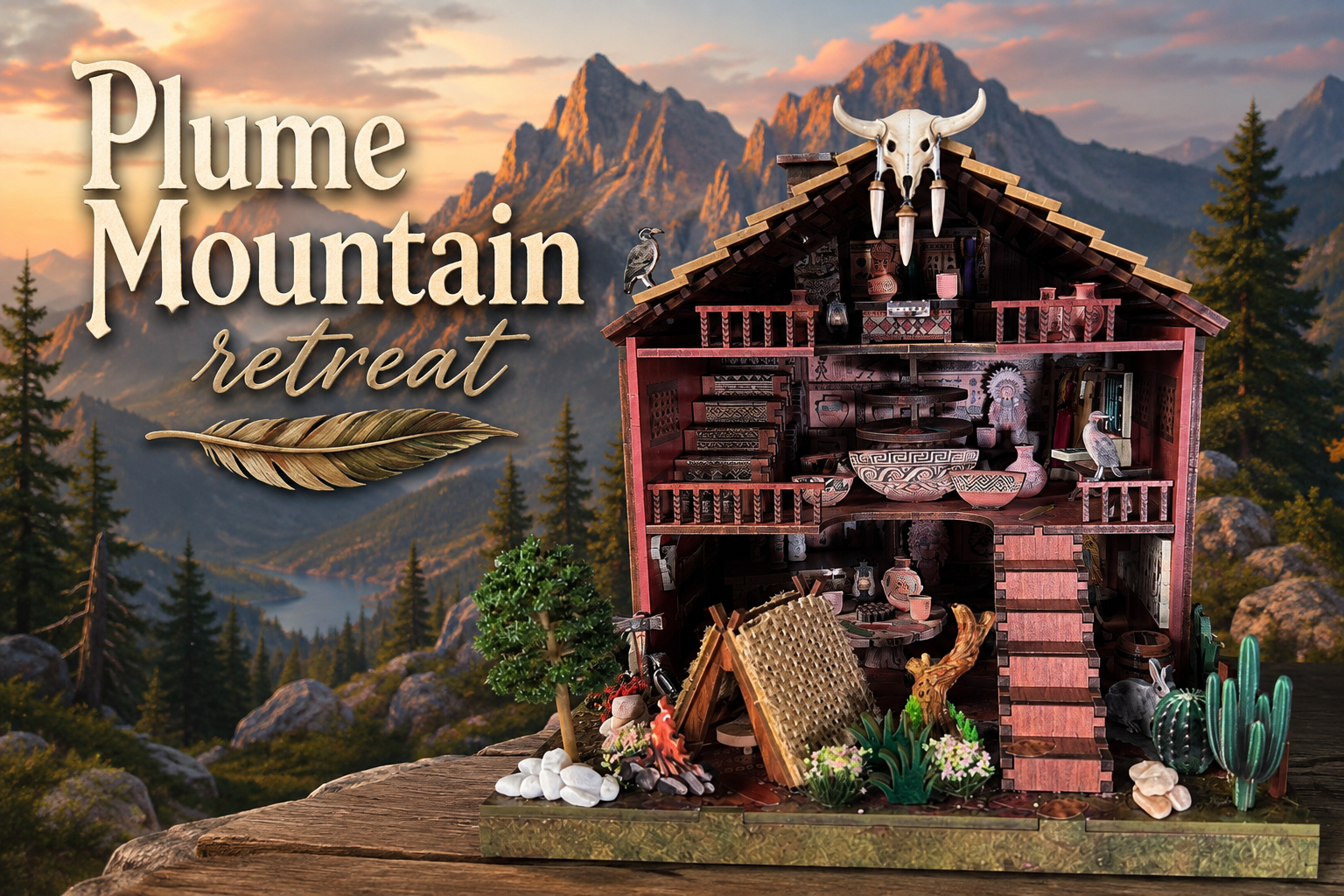 Plume Mountain Retreat book nook miniature